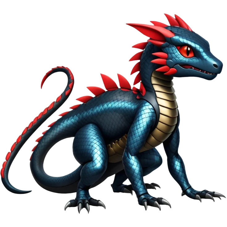 Modern Futuristic Scaly Cyber-Salandit-Litten-Hybrid (Full body) emoji