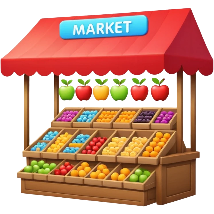 market stand with video editing icons, creative and lively, apple style emoji emoji