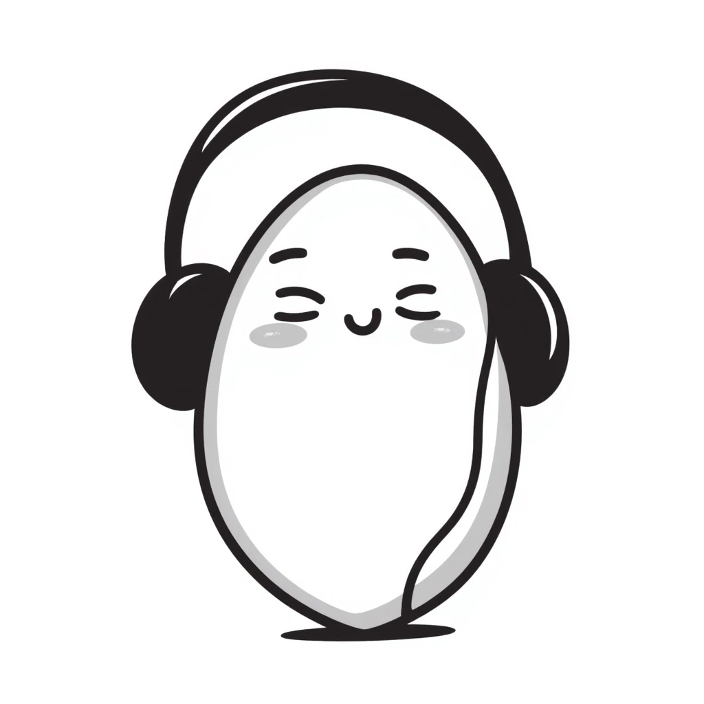 pistachio with headphones and a relaxed vibe, hand drawn doodle style emoji