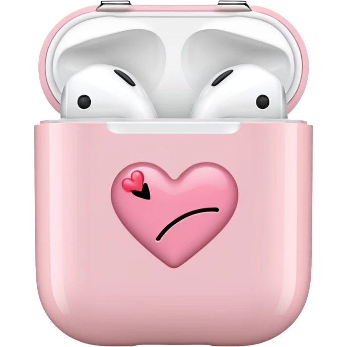 Light pink AirPods case with a kiss mark emoji