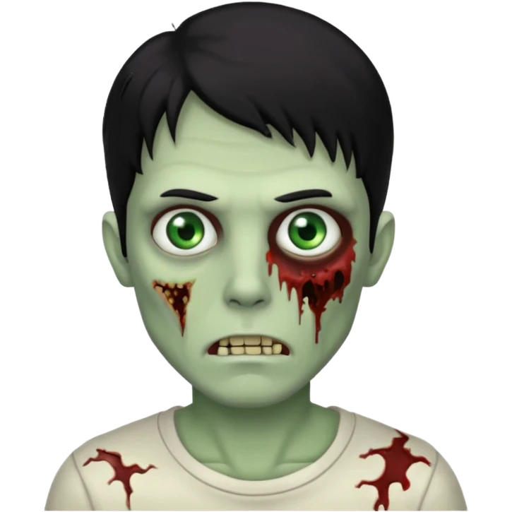 Zombie cabelo liso ondulado preto masculino  emoji