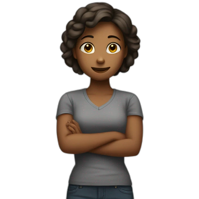 the girl crosses her arms in front of her emoji