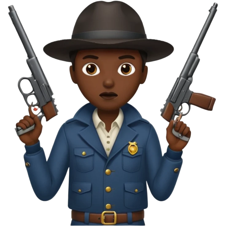Blunt in mouth. Dress like yn. Holding a gun emoji