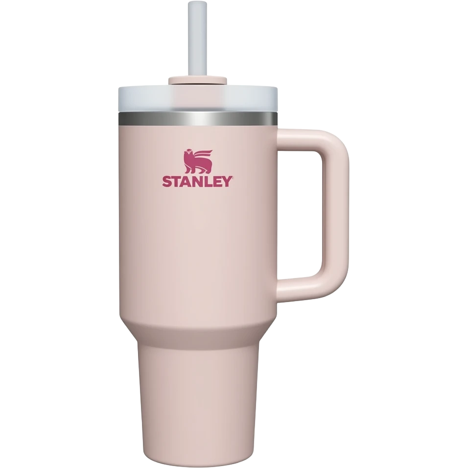 Pink Stanley cup with straw emoji