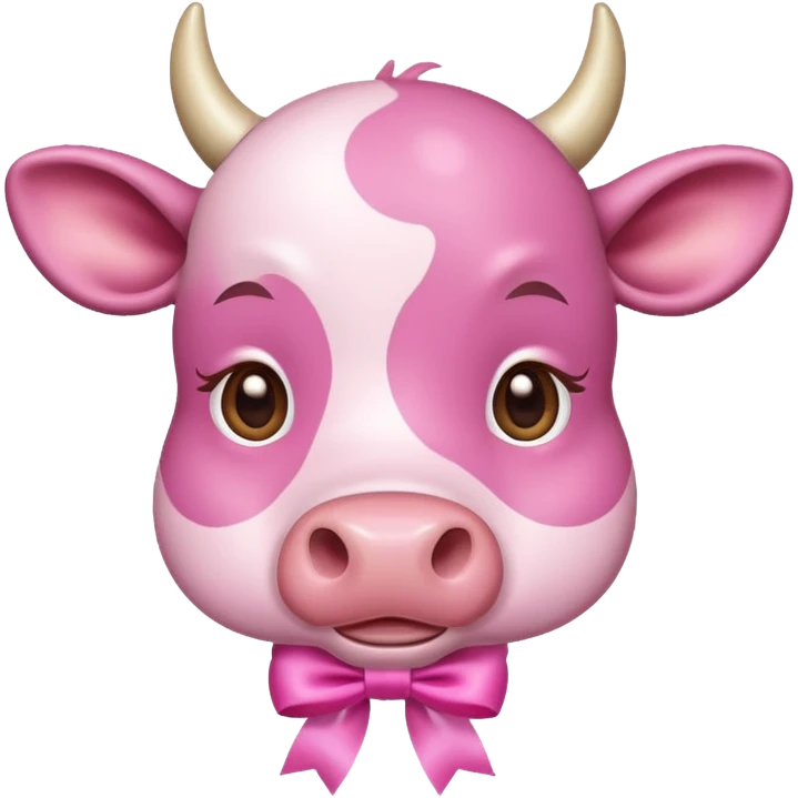Pink cow with ribbon emoji