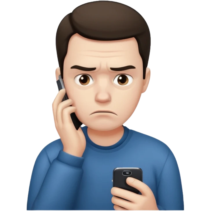 depressive man using his phone emoji