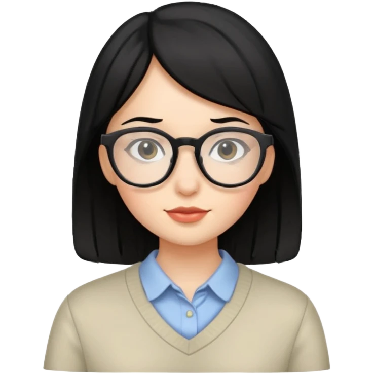 a black haired girl with glasses emoji