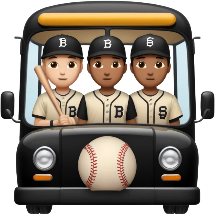 autobus de equipo llevando a egnte de basebal  y un chofer emoji