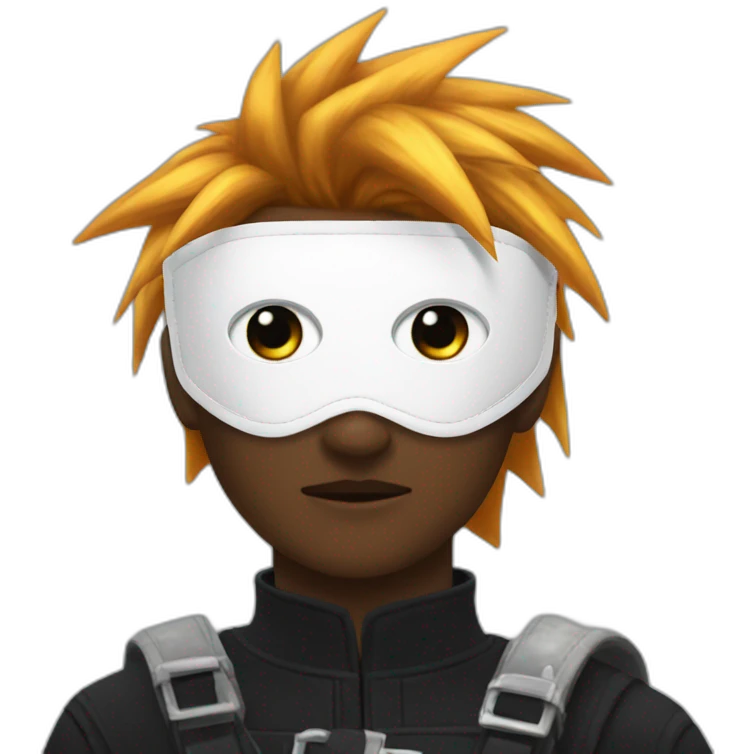 Black hero eye mask with white eye. Ginger cloud strife emoji