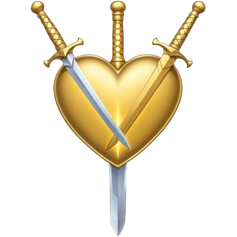 golden sword cuting in half a gold heart emoji
