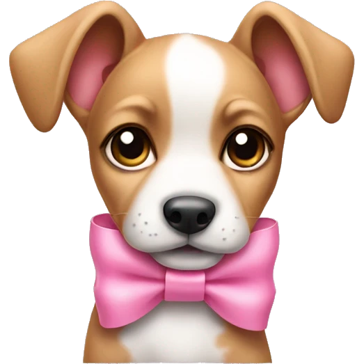 puppy wearing pink bow on one ear emoji