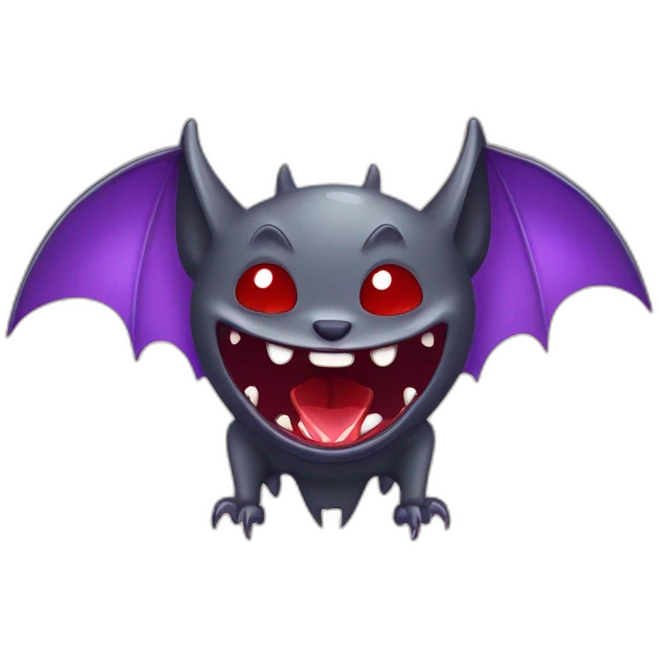 Mischievous vampire bat large fangs dripping blood emoji