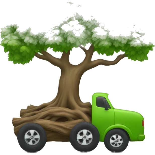 tree going fast with wheels emoji