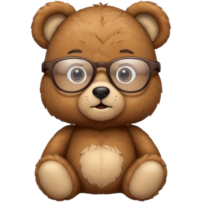 Cute teddy bear with nerdy and smart glasses emoji