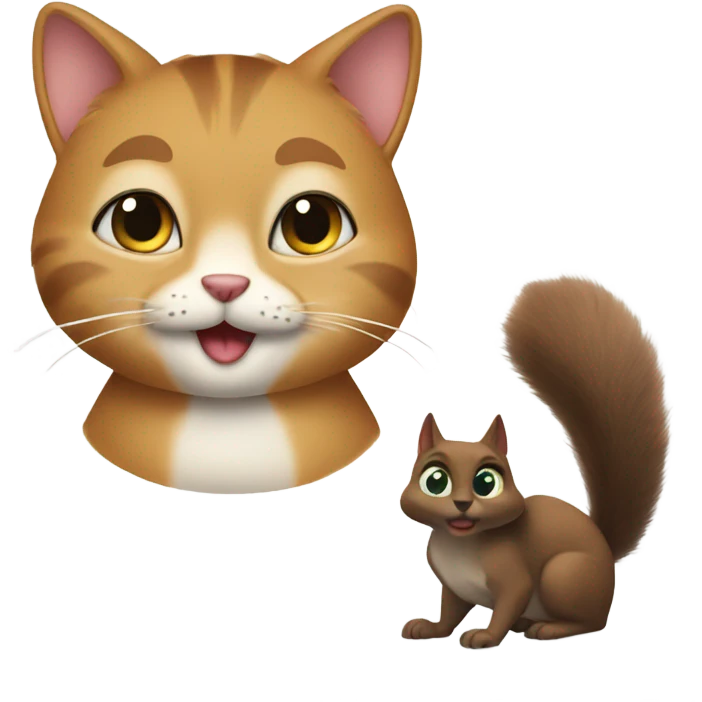 Cat looks at squirrel emoji