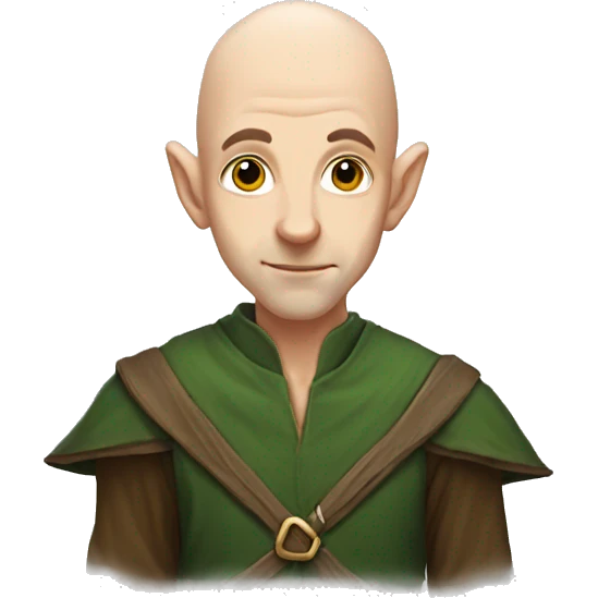 bald elf, no hat, no hair, dnd, wizard emoji