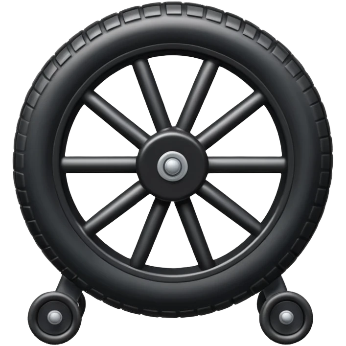 he aircraft's landing gear is one inflated, plump wheel with a strut, black in color, cartoon-style emoji