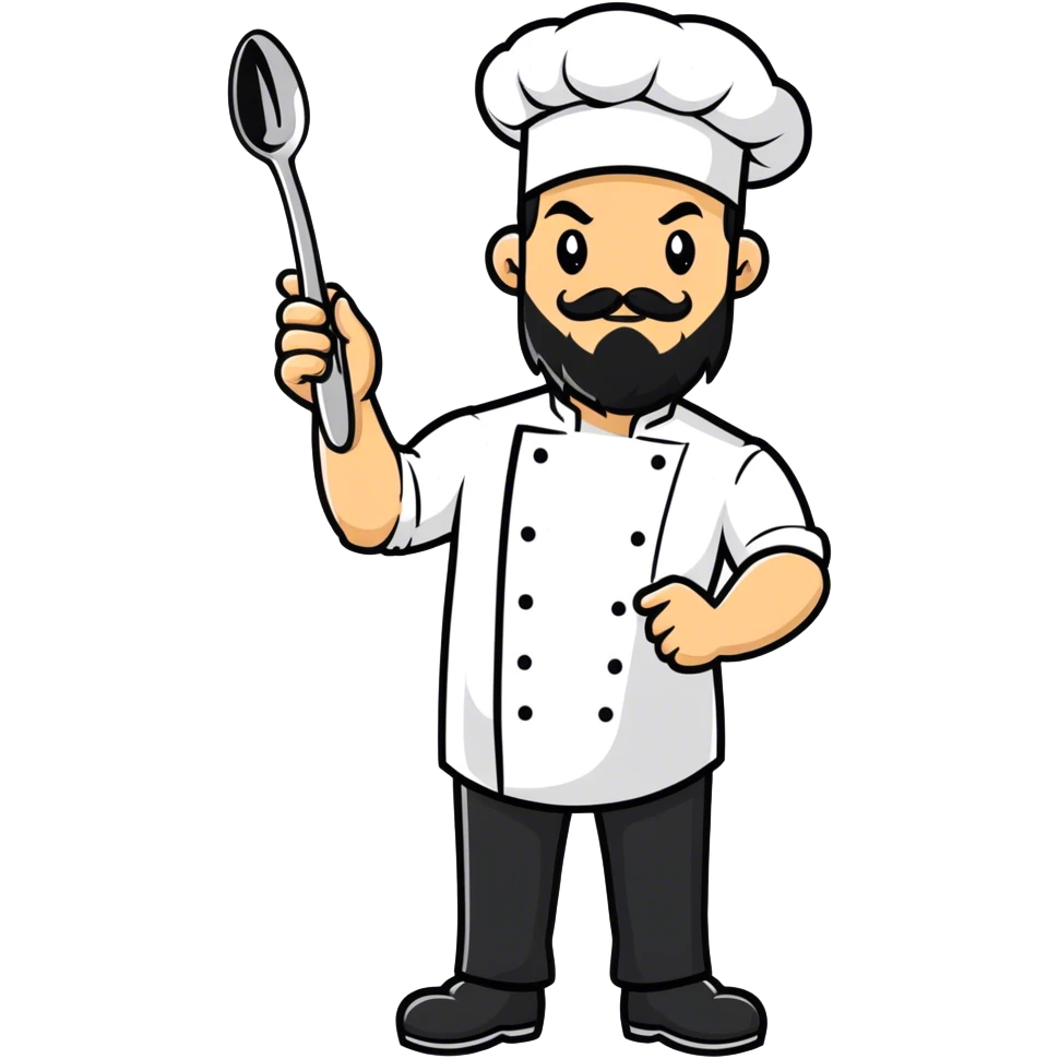 Sexy male chef with black hair and black beard emoji