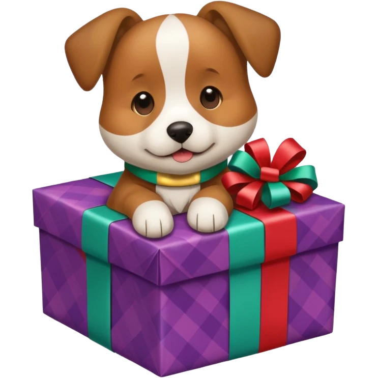 Dog in wrapped paper new yaer  emoji