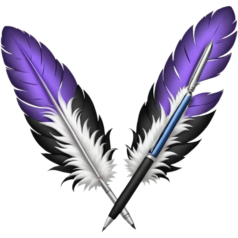 3 plumes blanches avec un stylo en dessous emoji