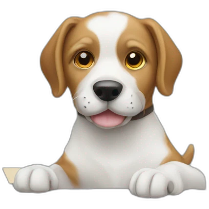 Dog working front of laptop emoji