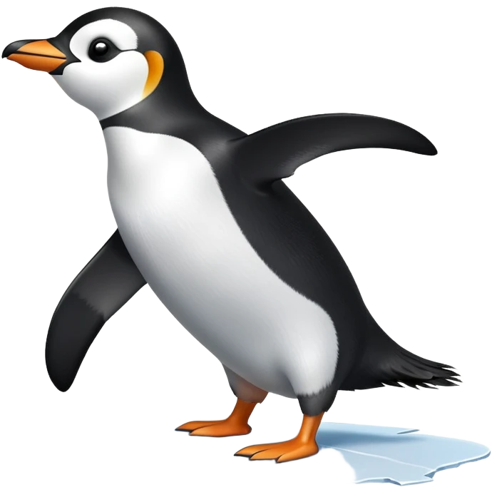 penguin slipping and falling with startled expression emoji