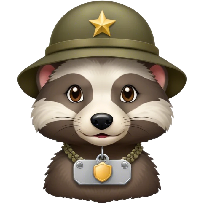 Honey badger waring army hat with dog tags  emoji