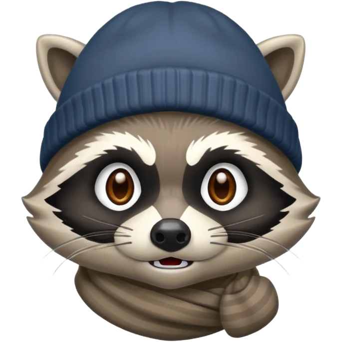 Angry Raccoon bandit with beanie hat emoji