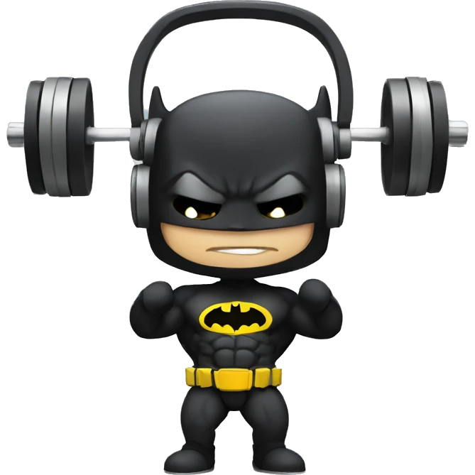 Batman doing weight lifting with headphones  emoji