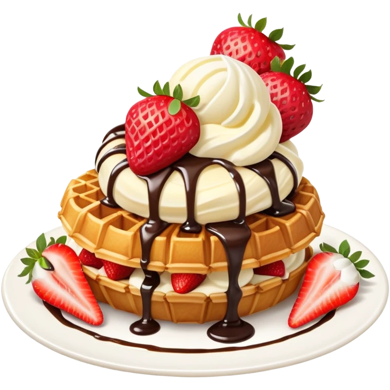 Croffle (croissant waffle) with ice cream and strawberry emoji