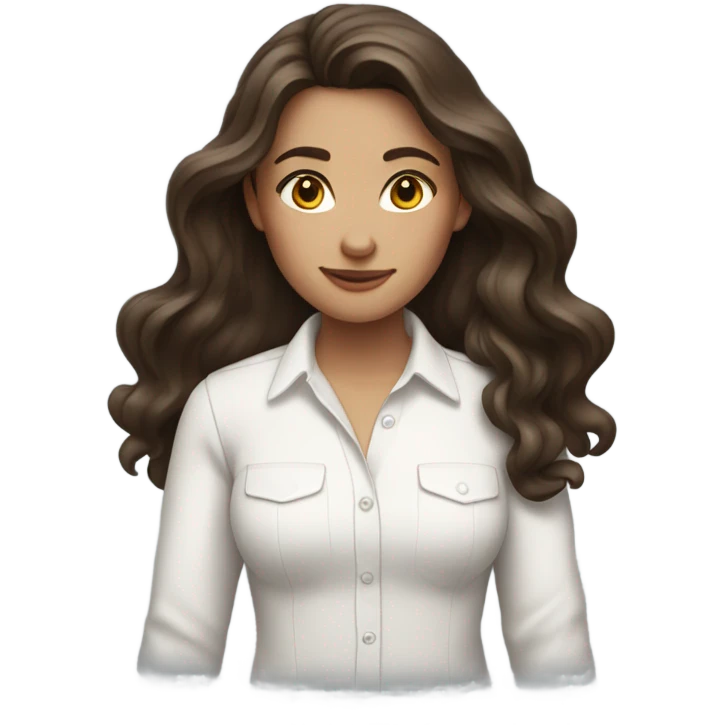 Brunette girl with wavy and long hair with white shirt emoji