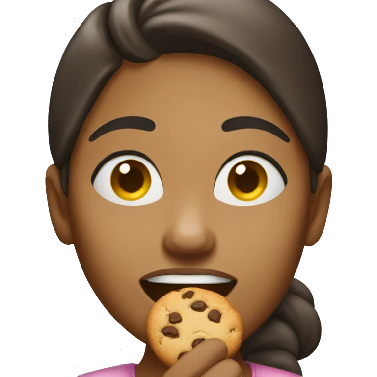 Woman eating a cookie emoji