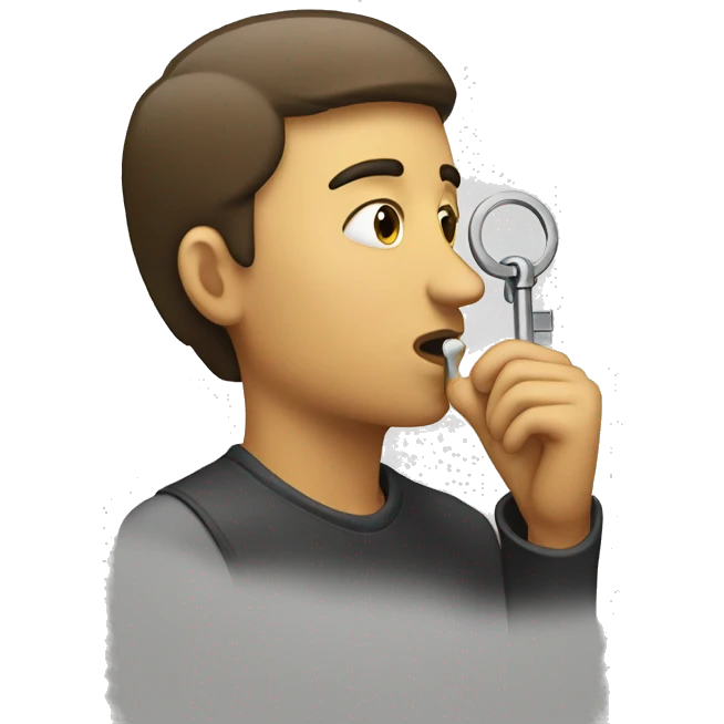 Person smelling their key with it to their nostril emoji