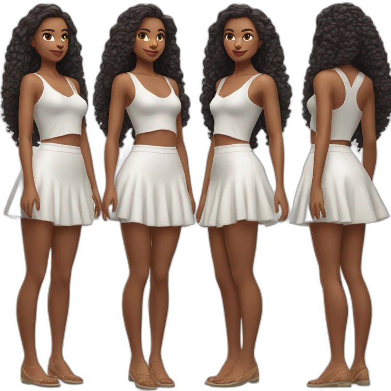 Hyperrealistic Full body Caucasian curvy beauty jumping short white skirt back and front views strong wind knickers emoji