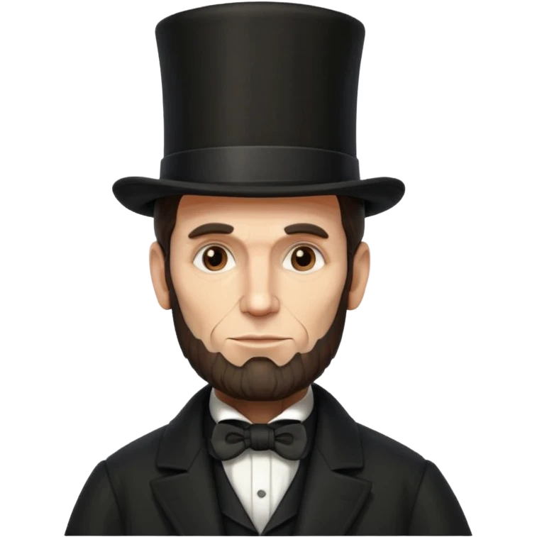 Illustrate Abraham Lincoln with tall hat, beard & classic black coat emoji