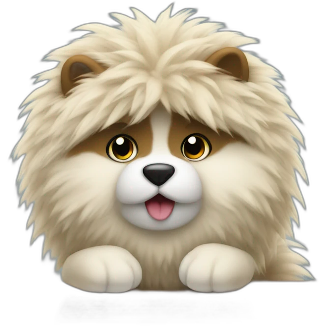 Fluffy plush working at a desk emoji
