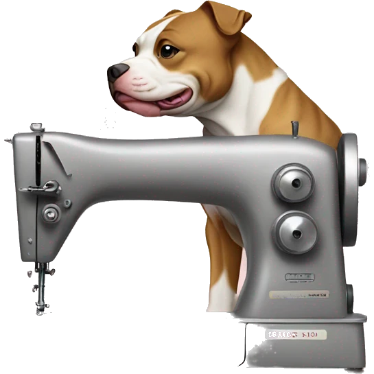 Pit bull at a sewing machine emoji