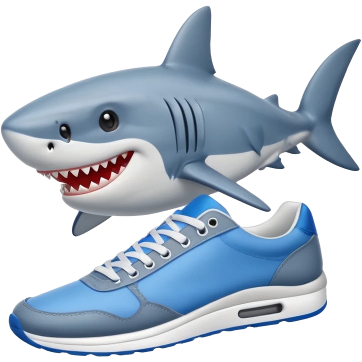 smiling shark with blue sneakers emoji