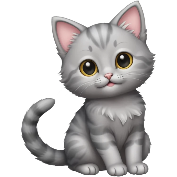  Gray kitten stretching emoji