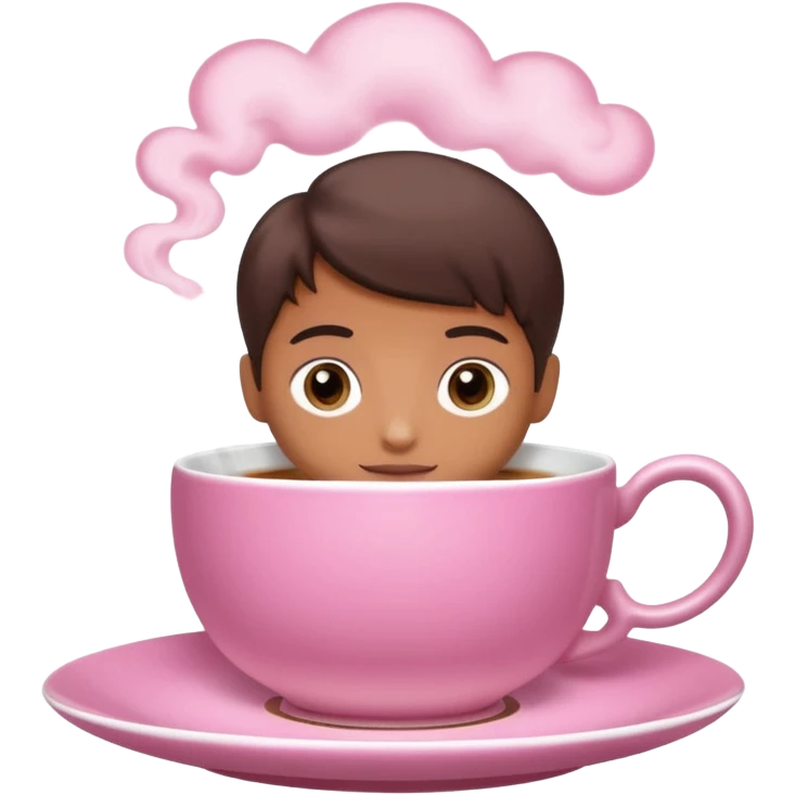 A pink teacup filled with tea, placed on a matching pink saucer, with gentle steam rising from the cup. Soft lighting, cozy and warm atmosphere emoji