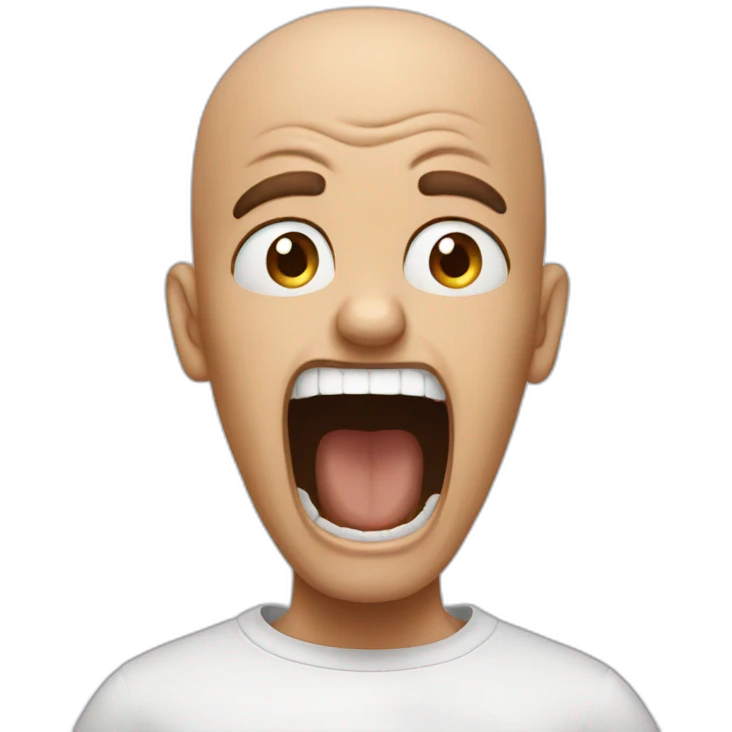 scream mad bald emoji
