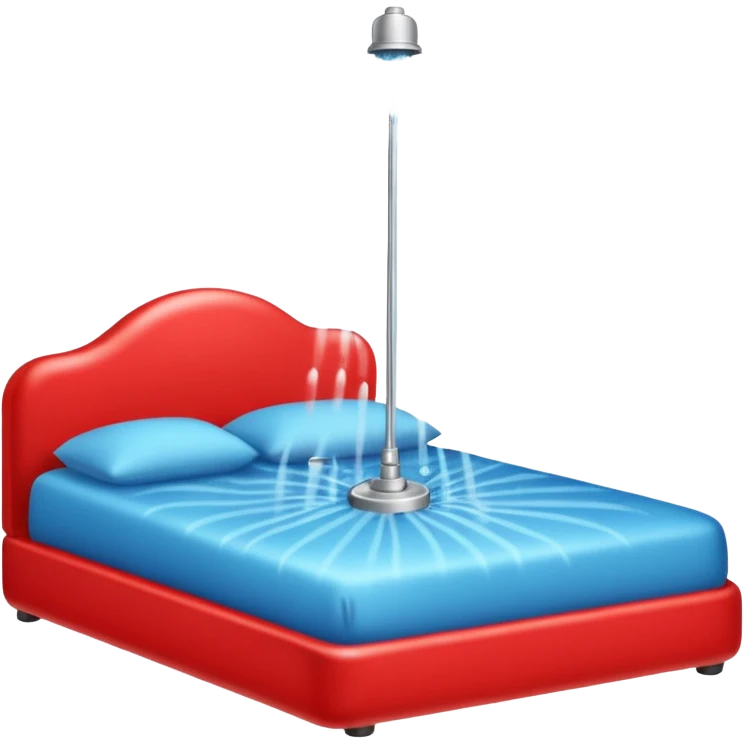 A red bed and a sprinkler on top of it! emoji
