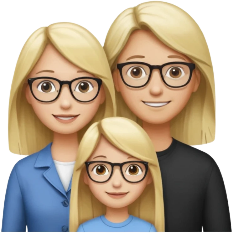 je voudrai un emoji d'une fille aux cheveux longs et blonds avec des lunettes avec son papa chatain et sa maman blonde emoji