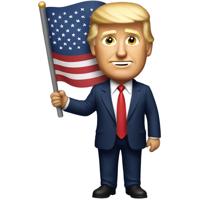 Donald Trump holding an American flag  emoji