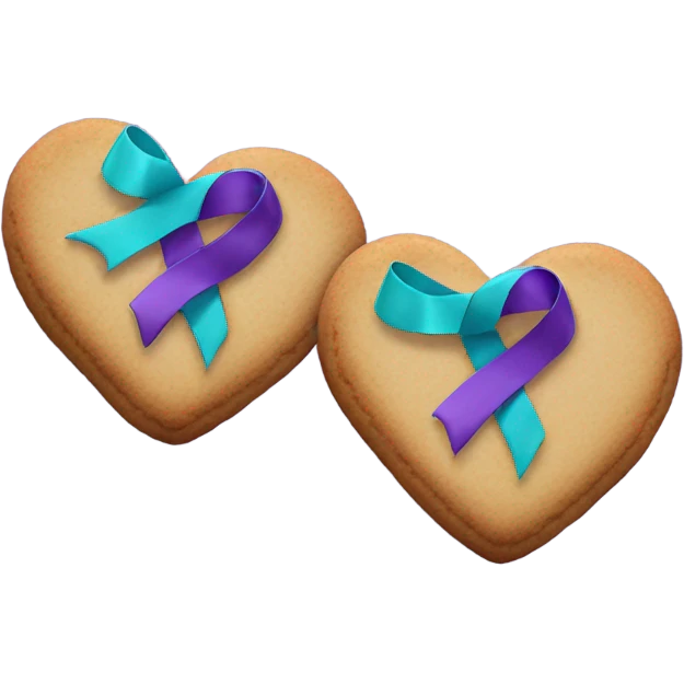 Purple teal Suicide awareness ribbon, heart cookie emoji