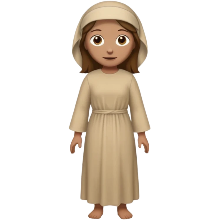 fullbody, head-to-toe, Lazarus's sister, Jesus's friend, with brown hair, beige dress, and a head covering, normal emoji style emoji