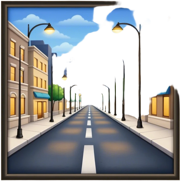 Empty streets with pavement, buildings on the sides, and streetlights, symbolizing urban life and pathways emoji