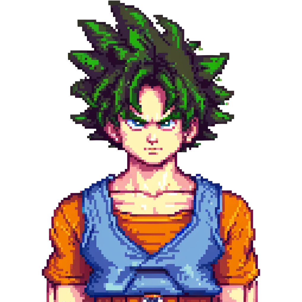 Goku portrait, serious expression emoji
