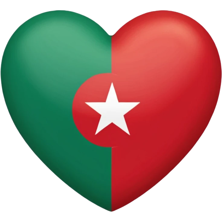 Herz mit marokkanischer Flagge  : Herz Rot und Flagge Stern Grün emoji
