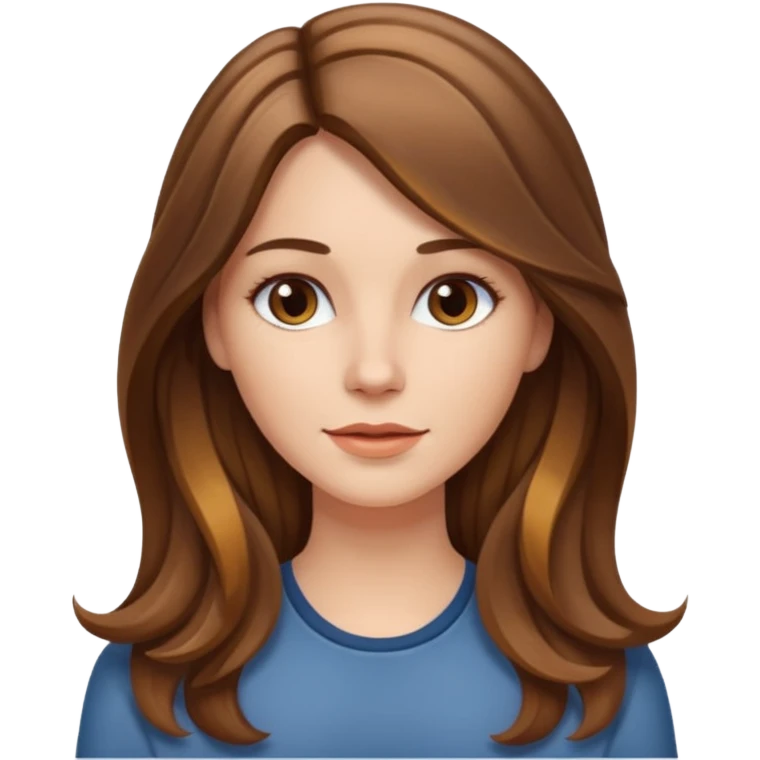 Mulher branca, cabelos longos liso com as pontas ondulado castanho com luzes  emoji